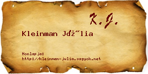 Kleinman Júlia névjegykártya